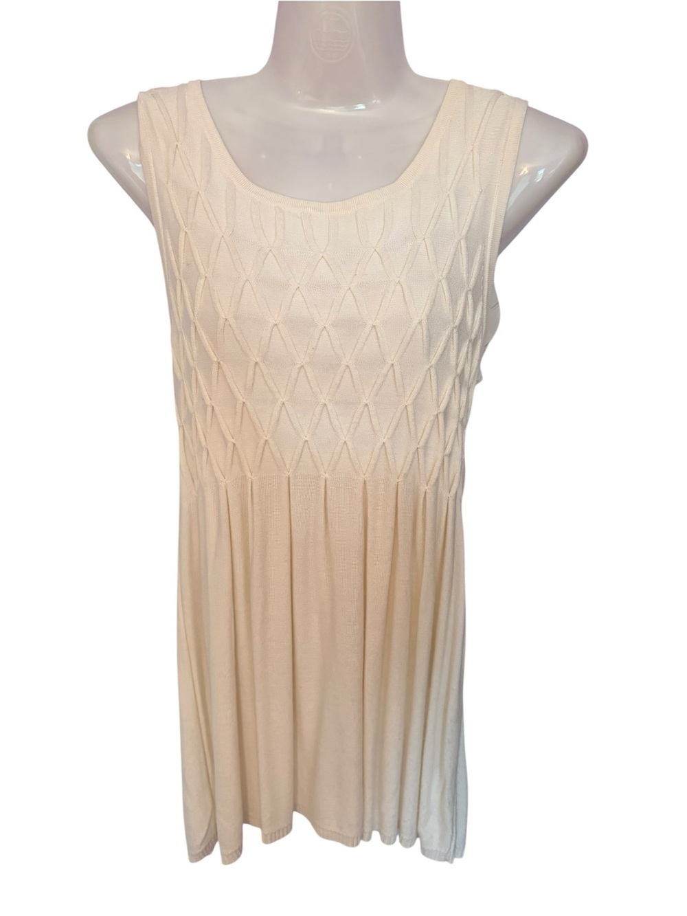 Max Studio Cream Diamond-Knit Sleeveless Tank